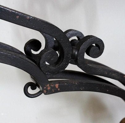 Wrought Iron & Marble Console Table, 1940s-RVK-886188