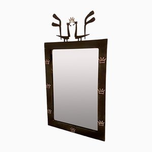 Wrought Iron Patinated Mirror, France, 1950s-PCJ-1240997