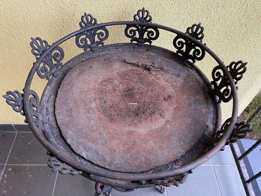 Wrought Iron Pedestal Flower Table-PXE-2019631