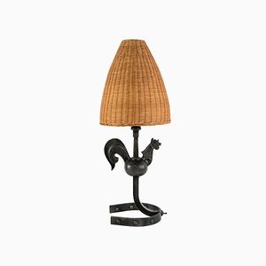 Wrought Iron Rooster Table Lamp, 1950s-VRR-735805