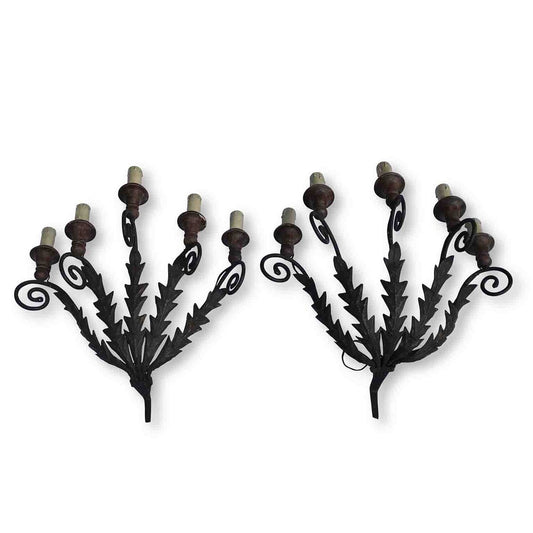 Wrought Iron Wall Lamps, Set of 2