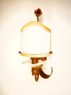 Wrought Iron Wall Light with Glass Fan-QLH-2035897