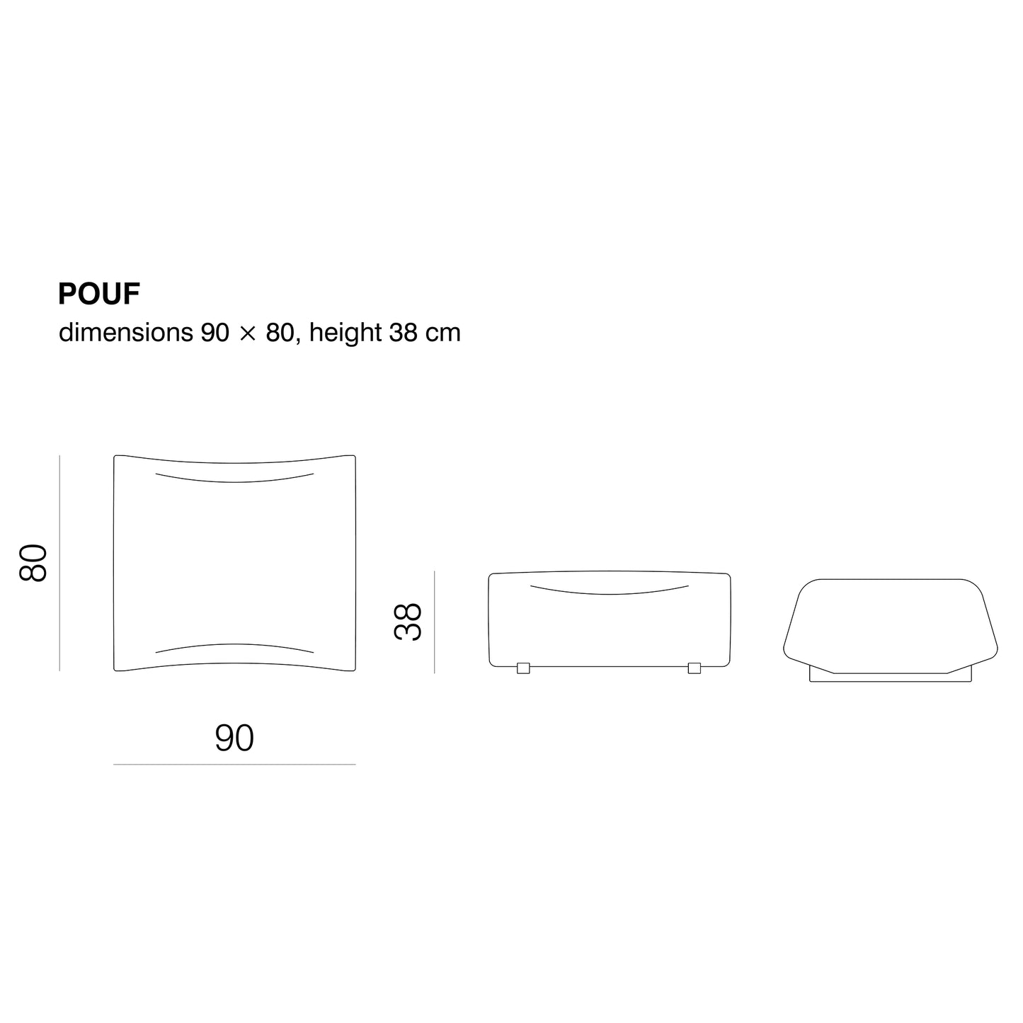 ABSENT - Modular fabric sofa (Module - Pouf / Upholstery Material - Category 600 | Uniform Melange)