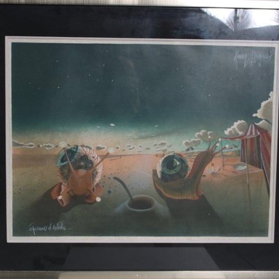 Xavier Degans, Surrealist Artwork, 1970s, Print, Framed-DV-1416152