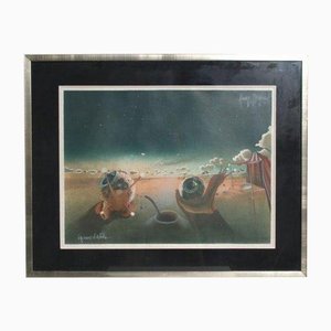 Xavier Degans, Surrealist Artwork, 1970s, Print, Framed-DV-1416152