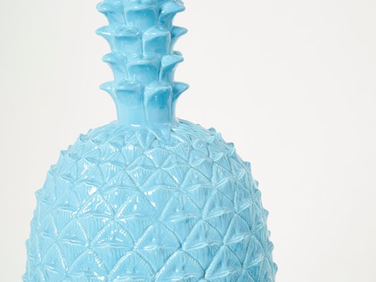 Xl Blue Ceramic Pineapple Table Lamp by Tommaso Barbi, 1970s-YJA-1098565