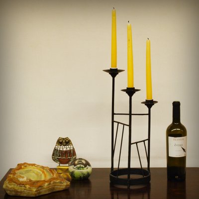 XL Brutalist Steel Candleholder, 1960s-ZJN-879102