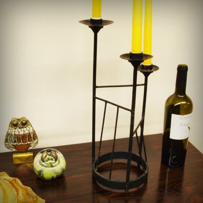 XL Brutalist Steel Candleholder, 1960s-ZJN-879102