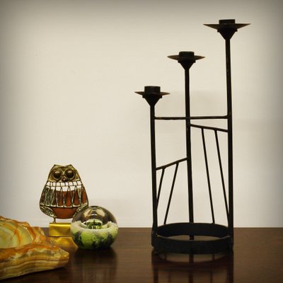 XL Brutalist Steel Candleholder, 1960s-ZJN-879102