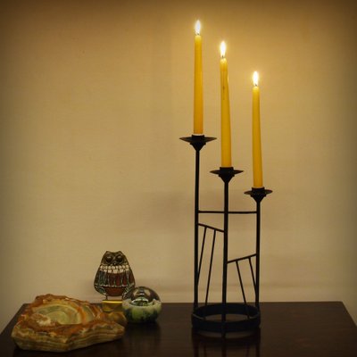 XL Brutalist Steel Candleholder, 1960s-ZJN-879102