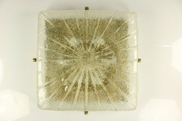 XL Mid-Century Austrian Square Glass VTG Flush Mount from Kalmar-FUP-931740