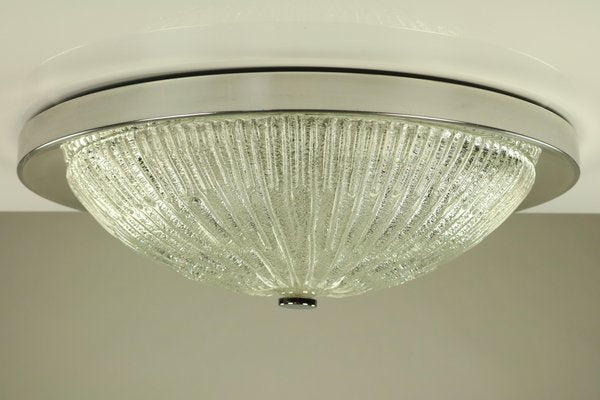 Xl Vintage Austrian Glass & Aluminum Flush Mount, 1960-FUP-919528