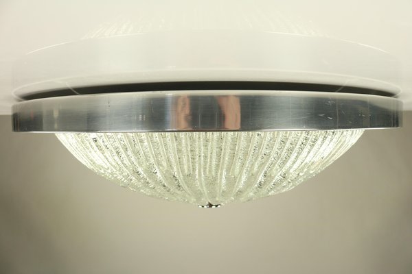 Xl Vintage Austrian Glass & Aluminum Flush Mount, 1960-FUP-919528