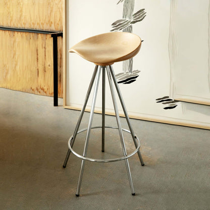 Counter Stool With Footrest Jamaica by Bd Barcelona Design #CHROMED STEEL / Beech seat