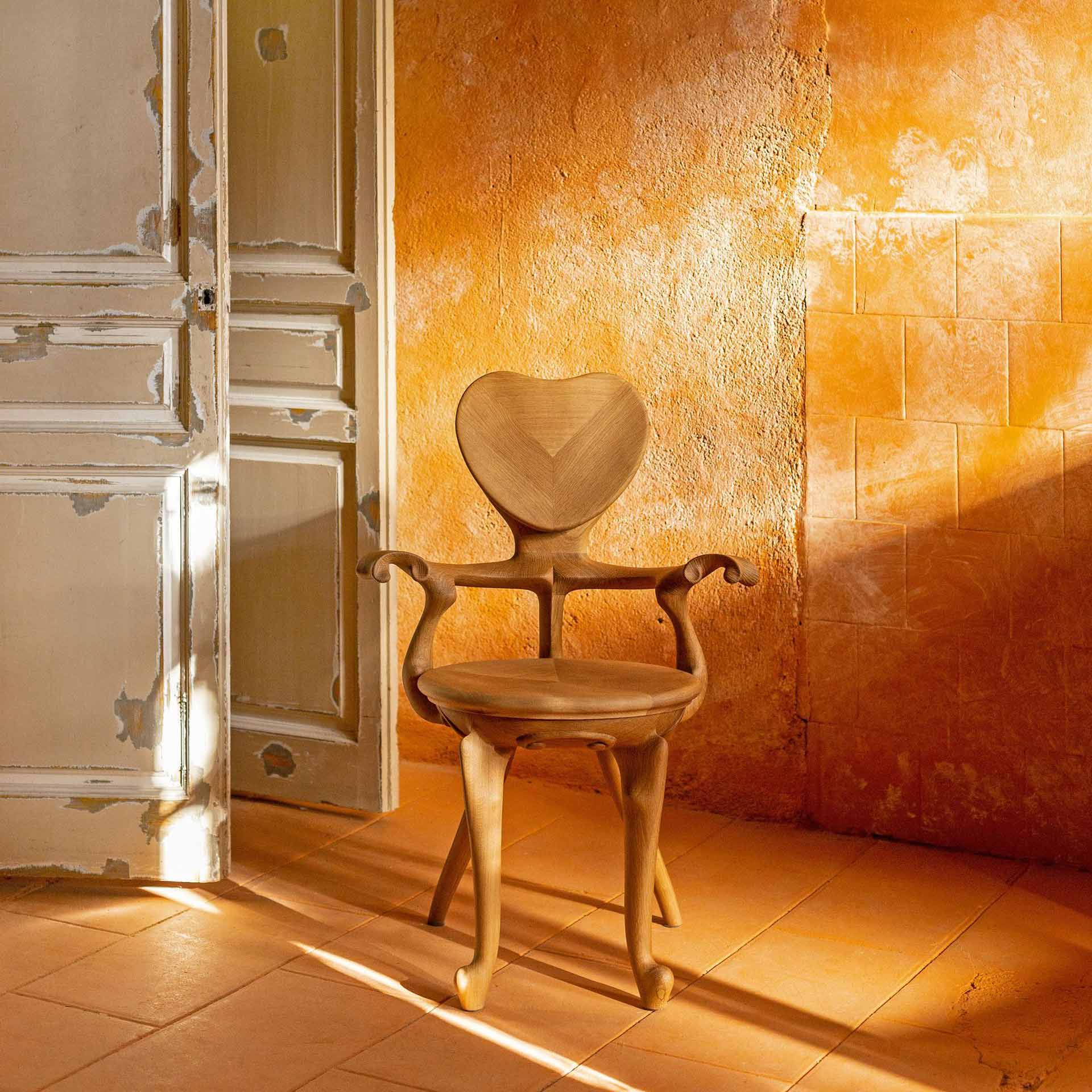 Solid wood chair with armrests Calvet by Bd Barcelona Design