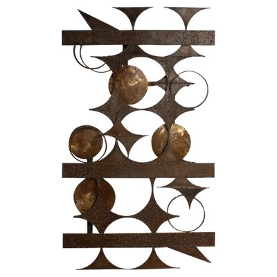 XXL Brutalist Wall Sculpture in Mixed Metals by Henrik Horst, Denmark, 1970s-JE-987148