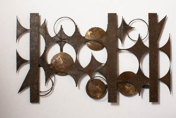 XXL Brutalist Wall Sculpture in Mixed Metals by Henrik Horst, Denmark, 1970s-JE-987148