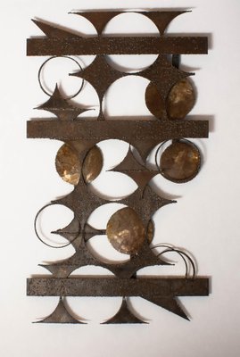 XXL Brutalist Wall Sculpture in Mixed Metals by Henrik Horst, Denmark, 1970s-JE-987148