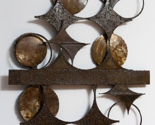 XXL Brutalist Wall Sculpture in Mixed Metals by Henrik Horst, Denmark, 1970s-JE-987148