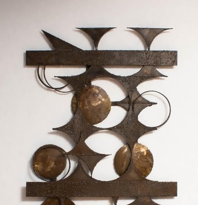 XXL Brutalist Wall Sculpture in Mixed Metals by Henrik Horst, Denmark, 1970s-JE-987148