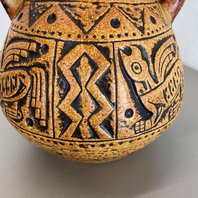 XXL Colorful Pottery Fat Lava Maya Tiki Vase from Jasba Ceramics, Germany, 1970s-QZ-1114585