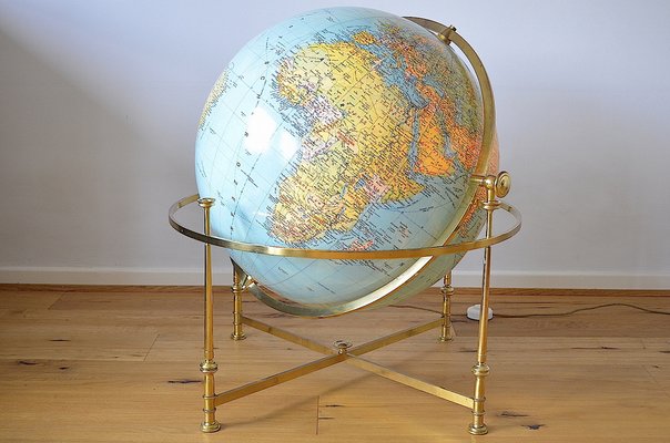 XXL Globe in Brass Frame from JRO Verlag, 1960s-OV-1187567