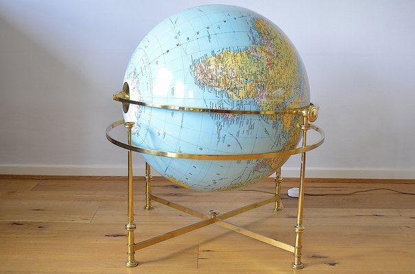 XXL Globe in Brass Frame from JRO Verlag, 1960s-OV-1187567