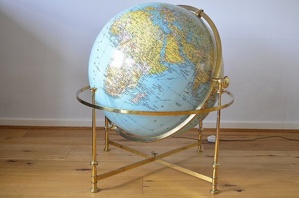 XXL Globe in Brass Frame from JRO Verlag, 1960s-OV-1187567