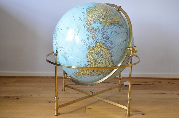 XXL Globe in Brass Frame from JRO Verlag, 1960s-OV-1187567