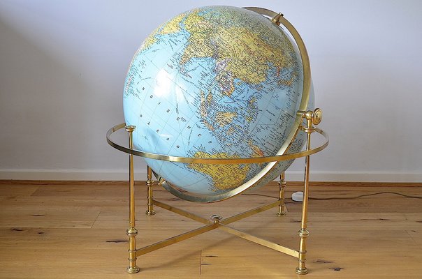 XXL Globe in Brass Frame from JRO Verlag, 1960s-OV-1187567