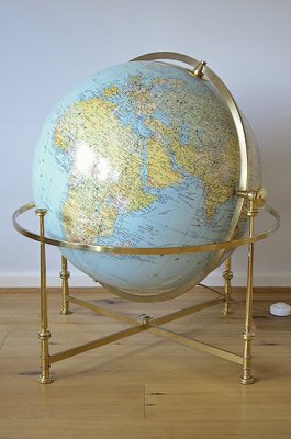 XXL Globe in Brass Frame from JRO Verlag, 1960s-OV-1187567