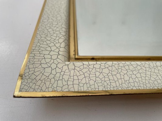 XXL Mid-Century Gold & White Frame Mirror, Germany, 1950s-RDS-1249737