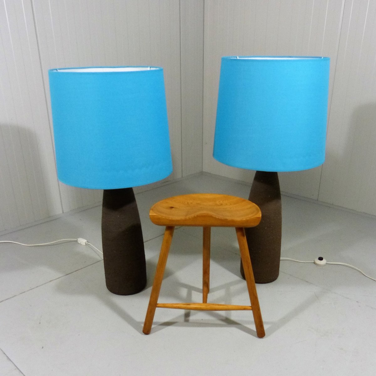 XXL Pottery Table Lamps, 1960s, Set of 2