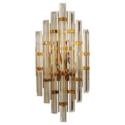 XXL Venini Style Murano Glass and Gold-Plated Sconce, Italy-VDW-991986