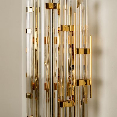 XXL Venini Style Murano Glass and Gold-Plated Sconce, Italy-VDW-991986