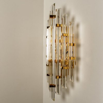 XXL Venini Style Murano Glass and Gold-Plated Sconce, Italy-VDW-991986