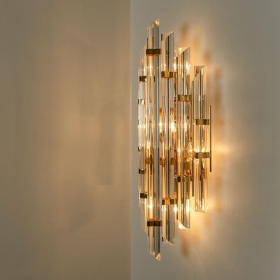 XXL Venini Style Murano Glass and Gold-Plated Sconce, Italy-VDW-991986