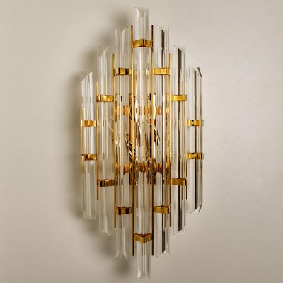 XXL Venini Style Murano Glass and Gold-Plated Sconce, Italy-VDW-991986