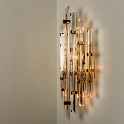 XXL Venini Style Murano Glass and Gold-Plated Sconce, Italy-VDW-991986