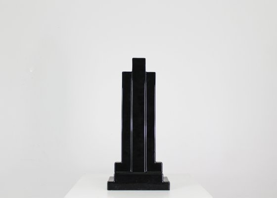 Y15 Vase in Black Enameled Ceramic by Ettore Sottsass for Poltronova, 1970s-IVC-2020345