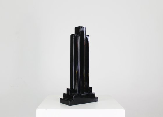 Y15 Vase in Black Enameled Ceramic by Ettore Sottsass for Poltronova, 1970s-IVC-2020345