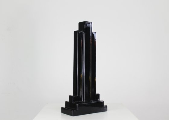 Y15 Vase in Black Enameled Ceramic by Ettore Sottsass for Poltronova, 1970s-IVC-2020345