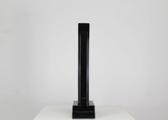 Y15 Vase in Black Enameled Ceramic by Ettore Sottsass for Poltronova, 1970s-IVC-2020345