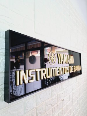 Yamaha Musical Instruments Product Sign in Black and Gold, 1980s-FRB-1766030