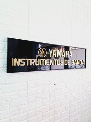 Yamaha Musical Instruments Product Sign in Black and Gold, 1980s-FRB-1766030