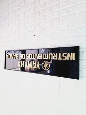 Yamaha Musical Instruments Product Sign in Black and Gold, 1980s-FRB-1766030