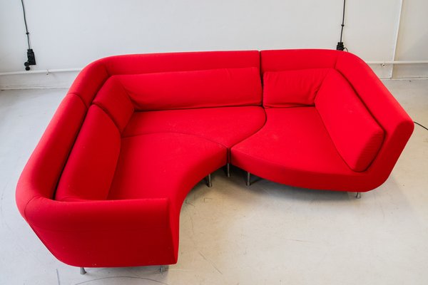 Yang Modular Sofa in Red Kvadrat Divina Fabric from Ligne Roset, 2006, Set of 4-IXA-1787074