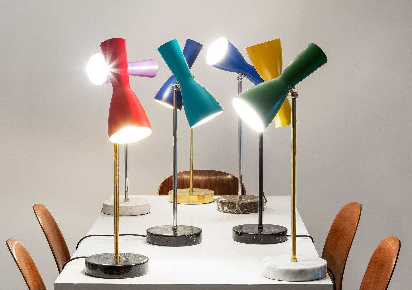 Yellow Aluminum Wormhole Table Lamp by Simone Calcinai for Brass Brothers