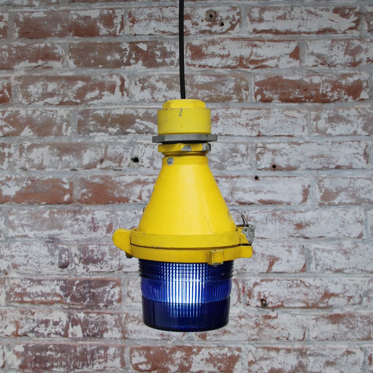 Yellow and Blue Cast Aluminum Airport Runway Pendant Light