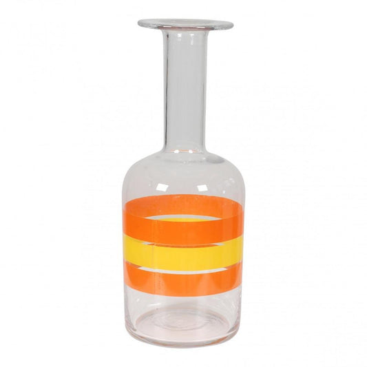 Yellow and Orange Stripes Clear Glass Vase from Otto Brauer Holmegaard